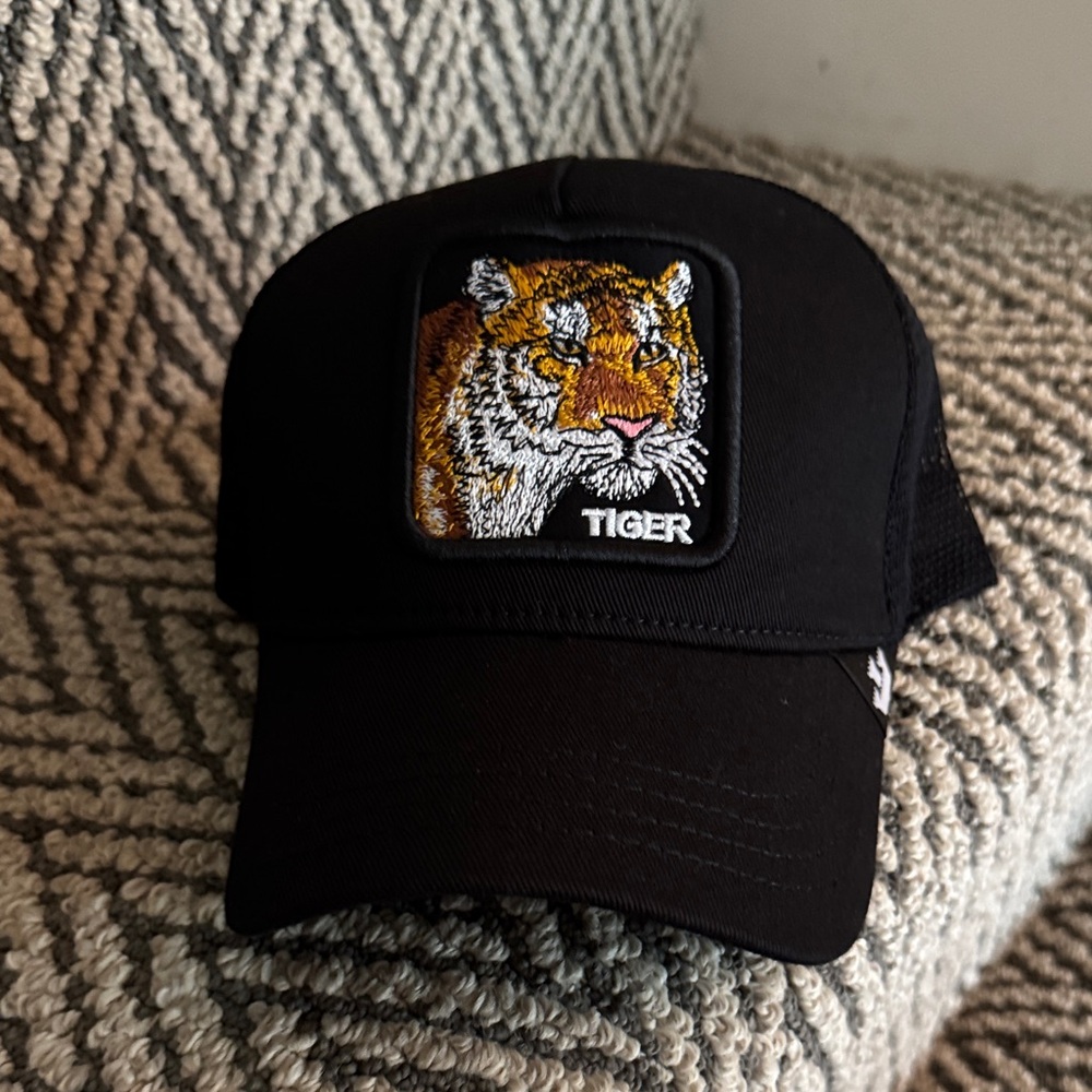 Goorin Bros Black Mesh Cap with Tiger Patch